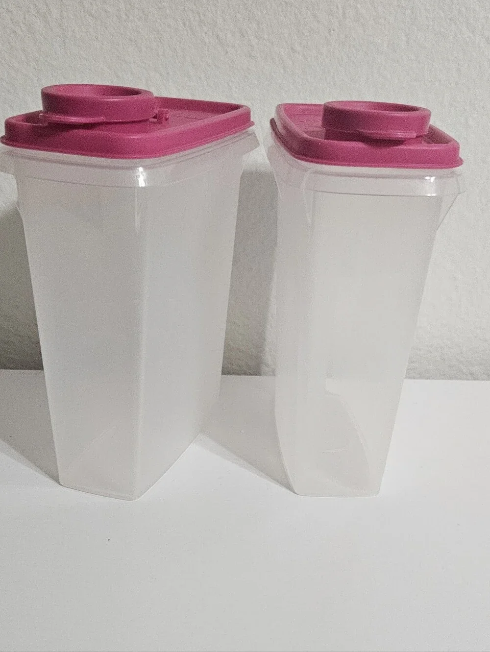 Tupperware Translucent Canisters with Bright Pink Lids - 2-Pack
